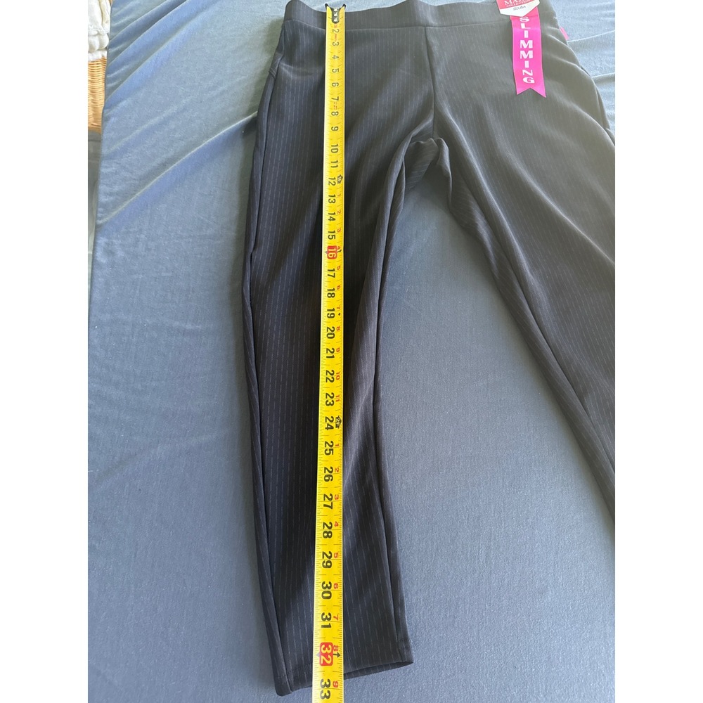 Maze Collection Scuba Slimming Pinstripe Pants Womens PL Black Petite Pull On - Picture 6 of 8
